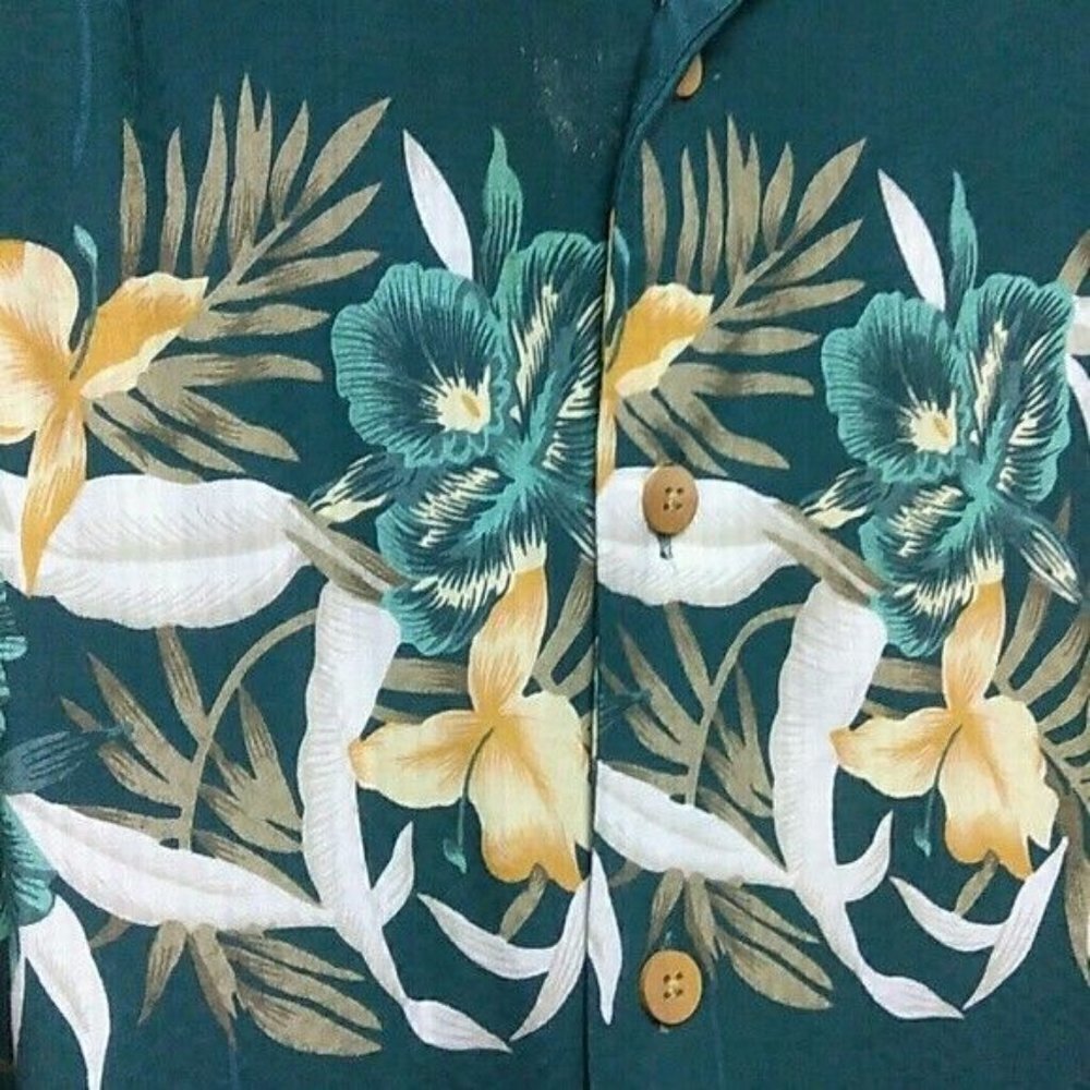 Original Island Sport Shirt Medium Green Hawaiian - Picture 4 of 6